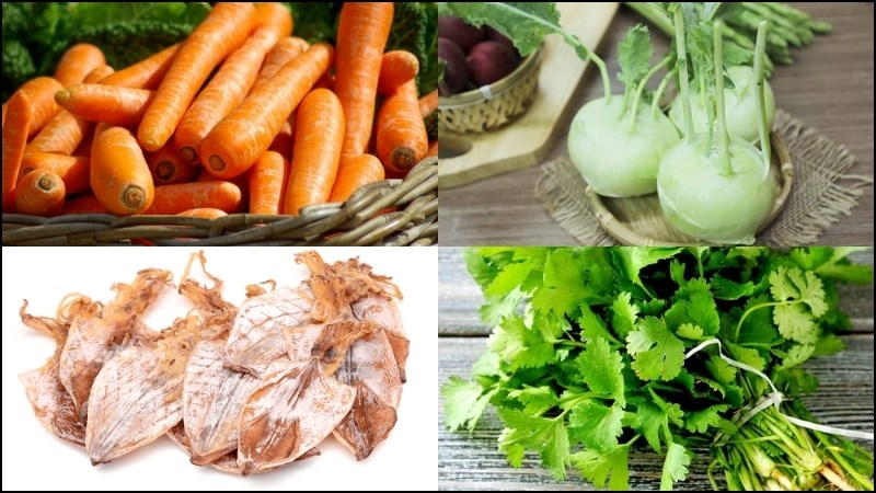 Nguyên liệu món ăn mực xào su hào