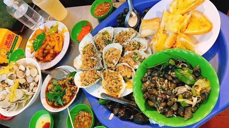 Món ăn tại quán ốc Ba Nghé