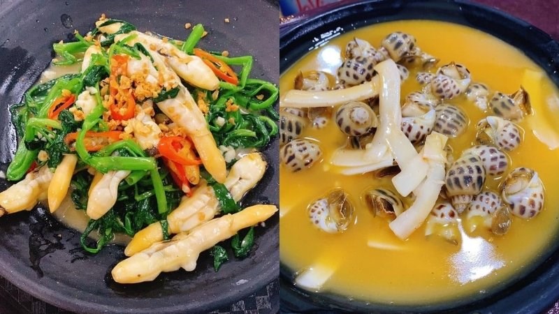 Món ăn tại quán Hường Ốc
