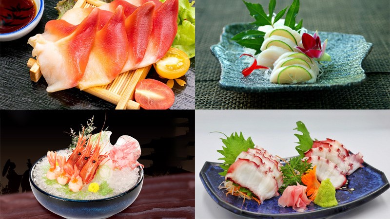 Các loại hải sản làm sashimi
