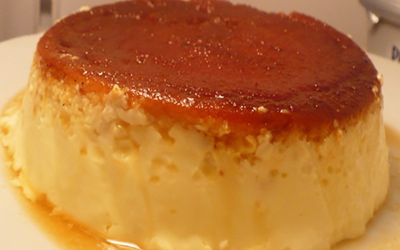 Flan cake with sunken or pockmarked bottom