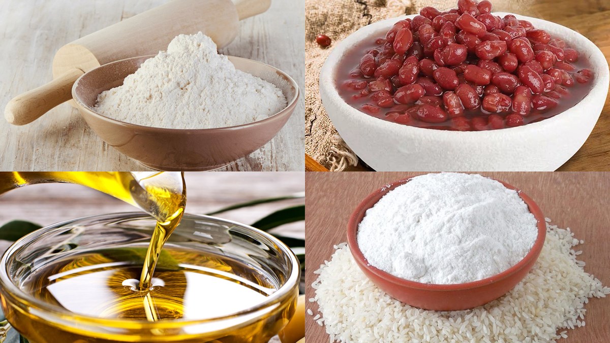 Nguyên liệu thực hiện bánh cam nhân đậu đỏ