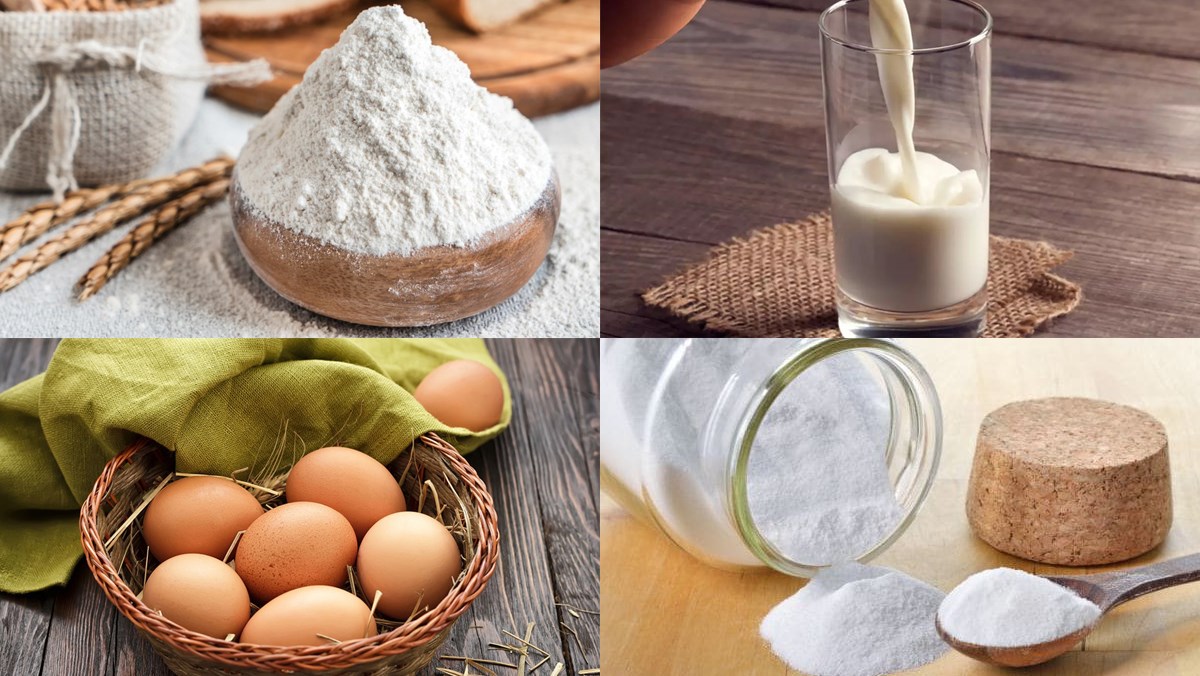 Nguyên liệu món ăn bánh kếp trứng sữa