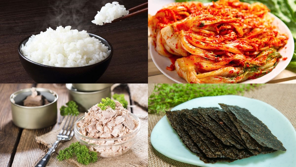 Nguyên liệu nấu món cơm trộn kim chi Hàn Quốc