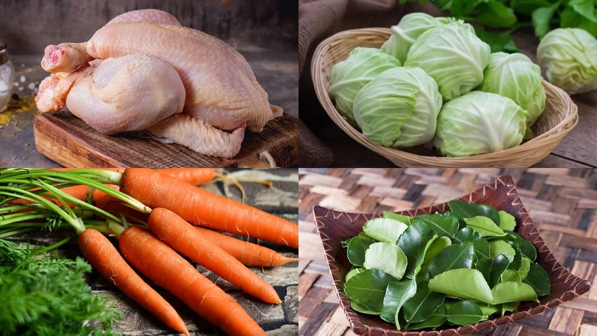 Nguyên liệu món ăn gỏi gà bắp cải