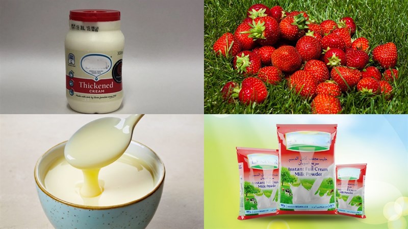 Nguyên liệu món ăn kem dâu tây