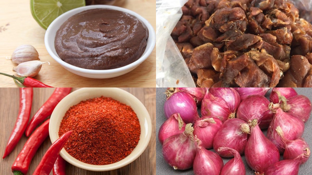 Nguyên liệu món ăn mắm ruốc ăn trái cây