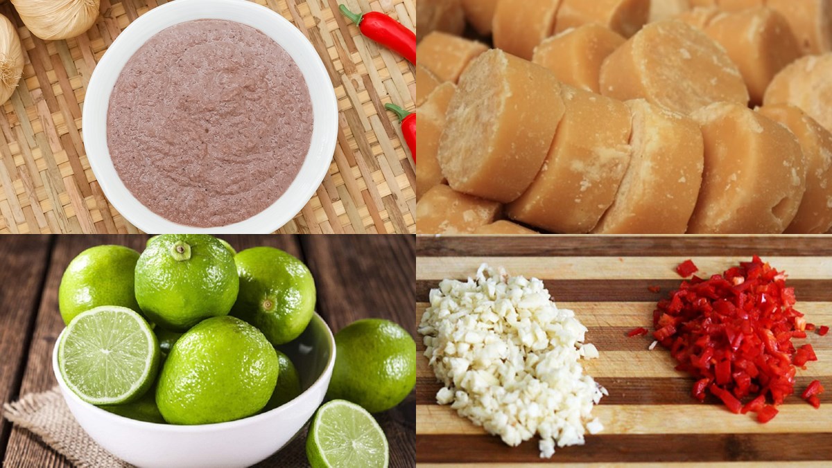 Nguyên liệu món ăn mắm ruốc ăn uống trái cây