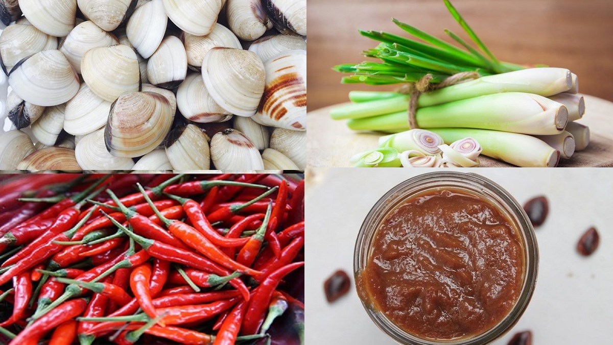 Nguyên liệu món ăn nghêu hấp thái