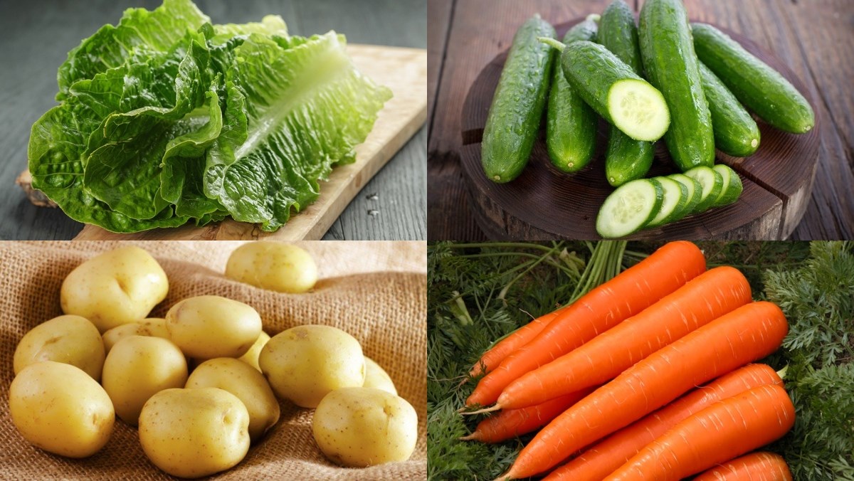 Nguyên liệu làm món salad xà lách dưa chuột khoai tây