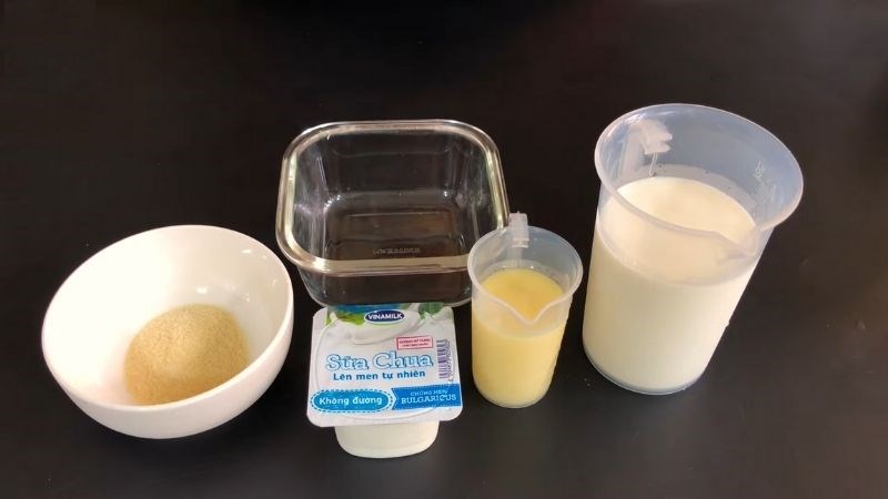 Nguyên liệu làm sữa chua dẻo bằng bột gelatin