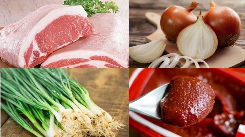Nguyên liệu làm thịt heo xào cay Hàn Quốc