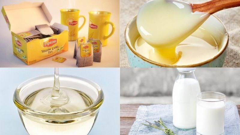 Nguyên liệu món nạp năng lượng trà lipton sữa