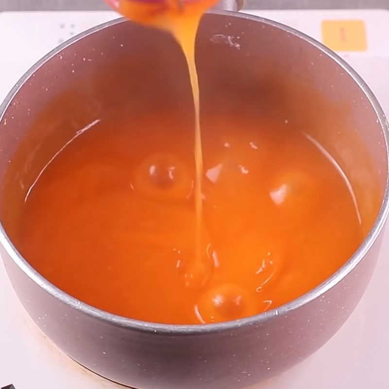 Bước 2 Đun hỗn hợp thạch cam Thạch cam không cần gelatin
