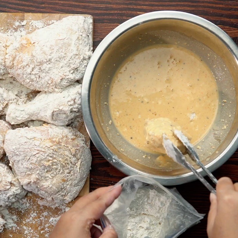 Step 4 Roll the chicken over deep fried chicken dough