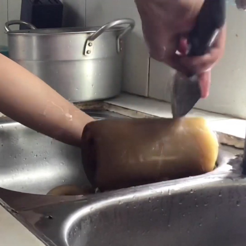 Bước 1 Sơ chế da bò Da bò trộn chua ngọt