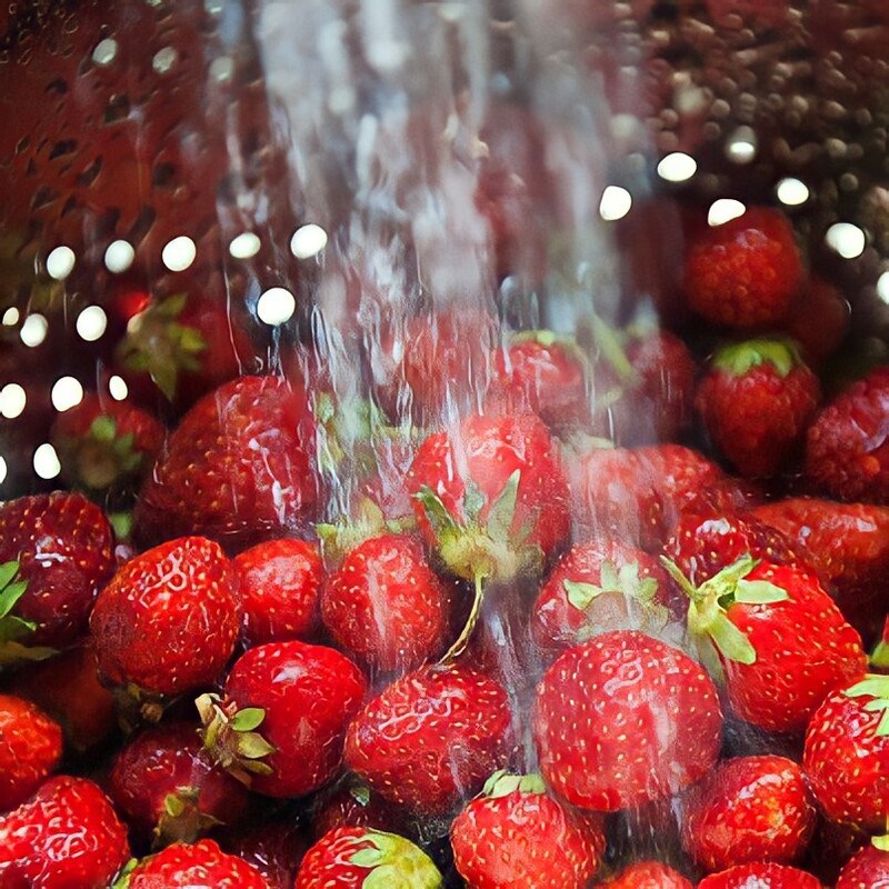 Bước 1 Sơ chế dâu tây Kem dâu tây sữa tươi