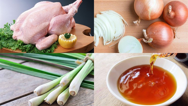 nguyên liệu làm món gà tắm nước mắm