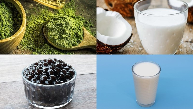 Nguyên liệu làm matcha sữa dừa 