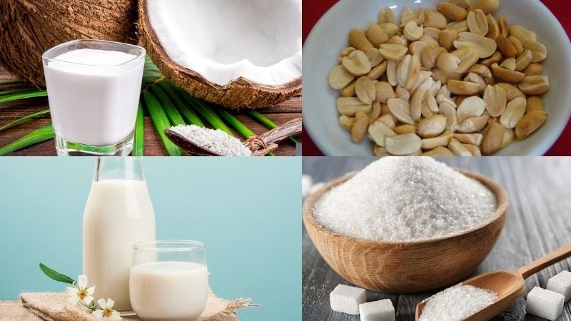 Nguyên liệu làm kem sữa dừa đậu phộng
