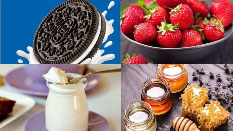 Nguyên liệu làm sinh tố oreo dâu tây