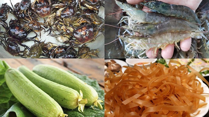 Nguyên liệu nấu lẩu cua đồng hải sản miền Tây