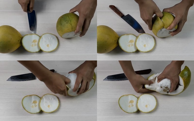 Lột vỏ bưởi bằng tay