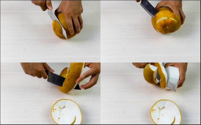 C&aacute;ch lột vỏ bưởi bằng dao