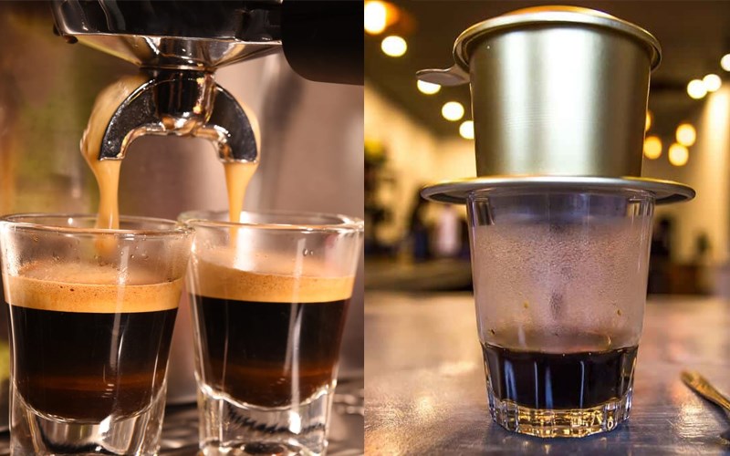Sự khác nhau giữa cà phê phin và espresso