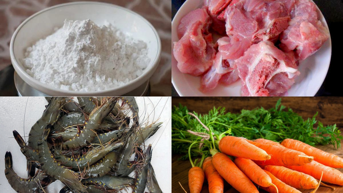 Nguyên liệu món ăn bánh canh bột lọc xương heo