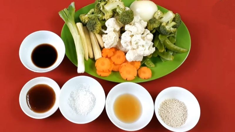 Nguyên liệu làm bông cải xào thập cẩm