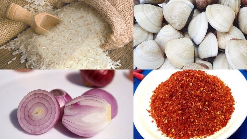 Các nguyên liệu cần thiết cho cách nấu cháo ngao chuẩn xứ Nghệ