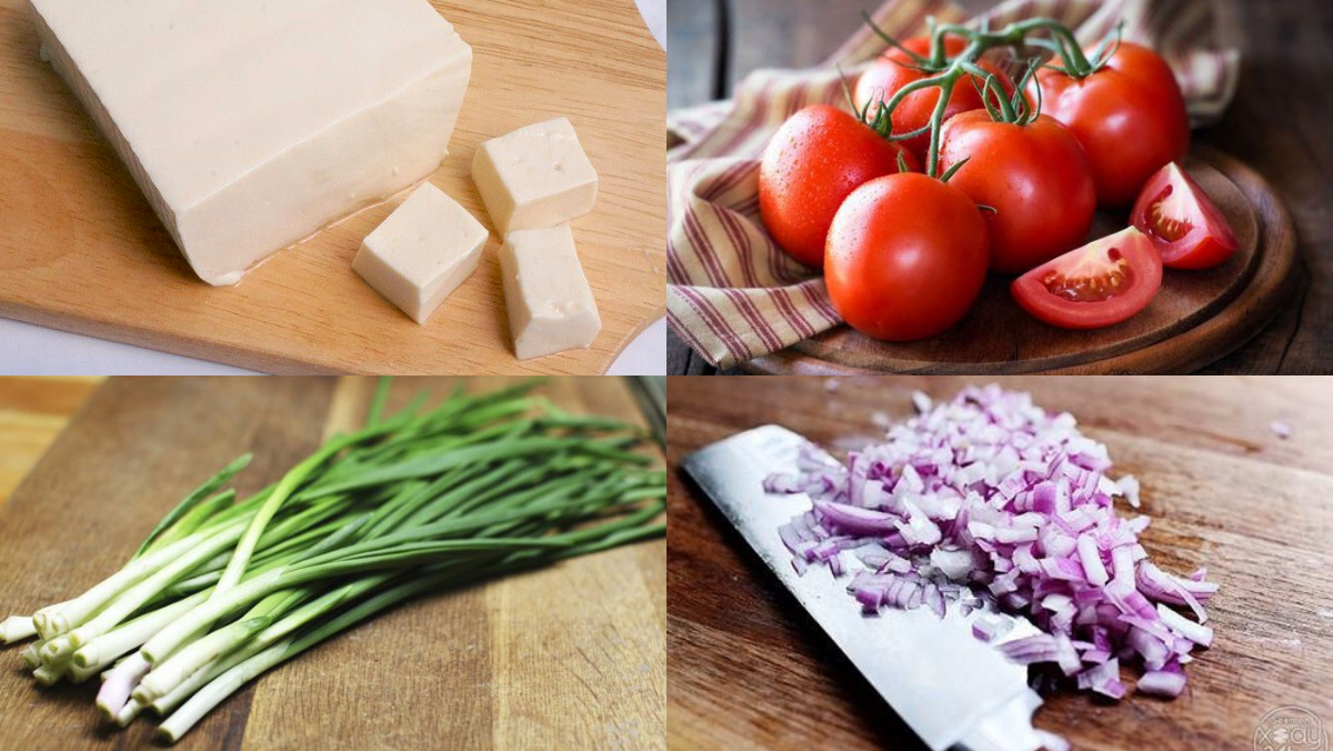 Nguyên liệu món ăn đậu hũ non sốt cà chua