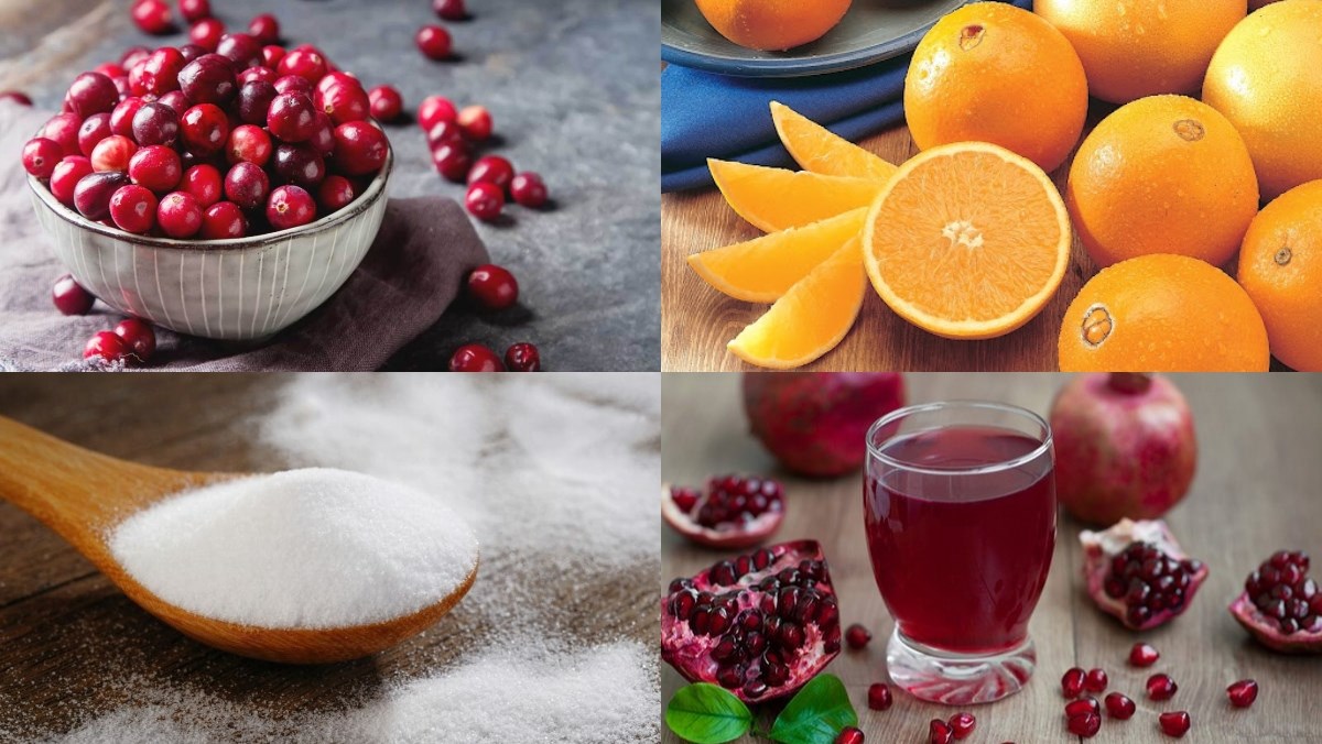 Nguyên liệu làm sốt cranberry với nước ép trái cây