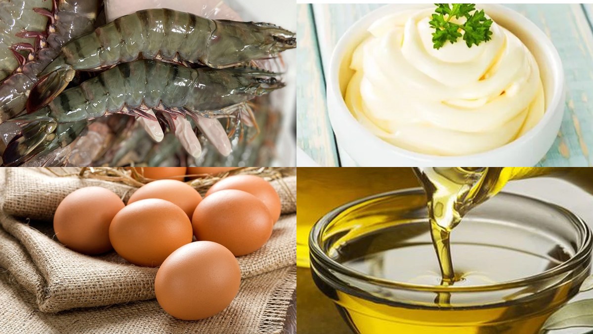 Nguyên liệu thực hiện món tôm sốt mayonnaise