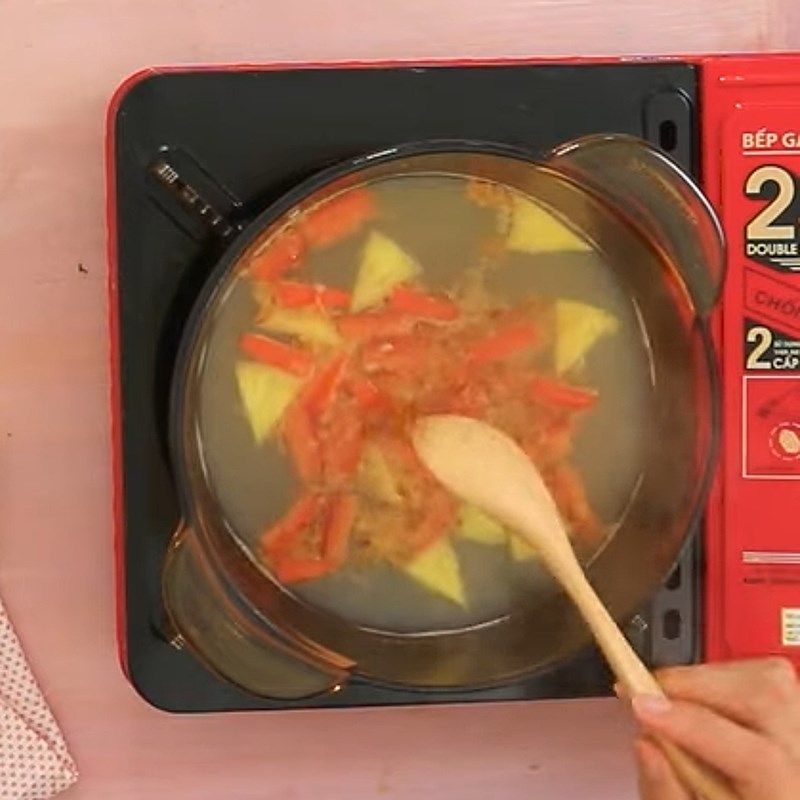 Bước 3 Nấu canh Canh chua ngao đậu hũ