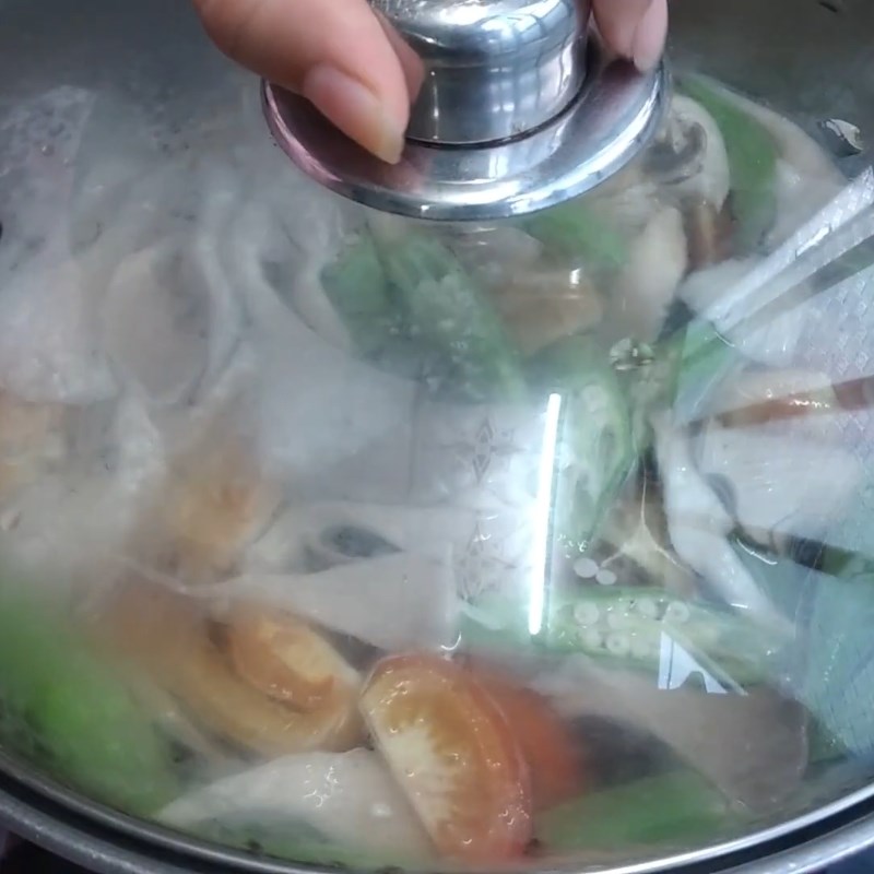 Bước 2 Nấu canh Canh chua bông điên điển nấu nấm đậu