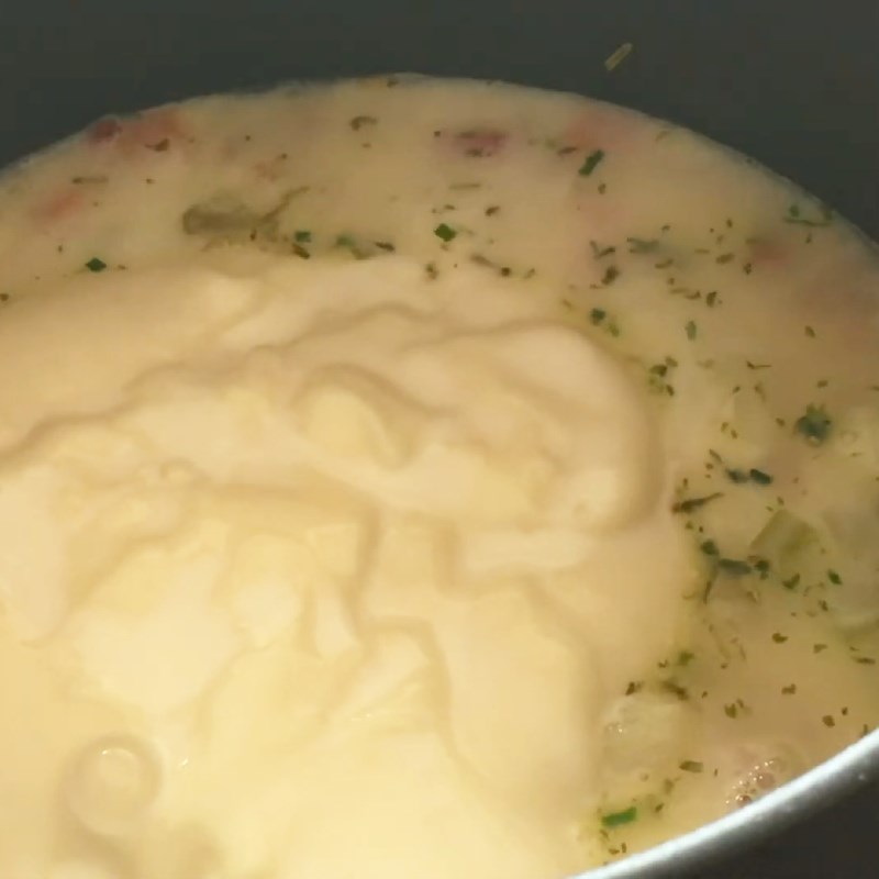 Bước 5 Nấu súp Súp khoai tây thịt xông khói