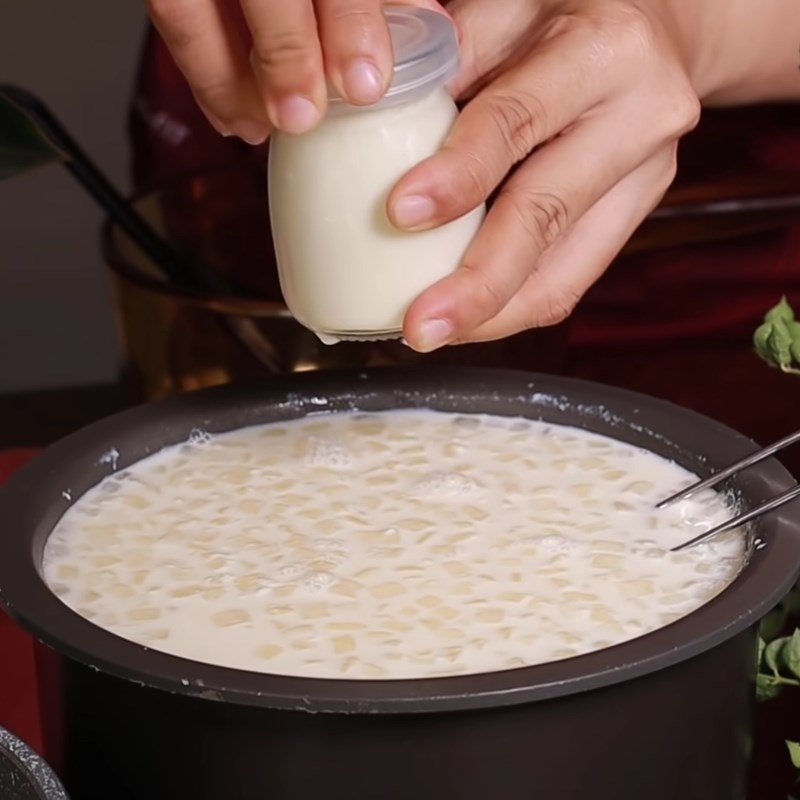 Bước 4 Pha hỗn hợp sữa chua nha đam Sữa chua nha đam bằng nồi cơm điện