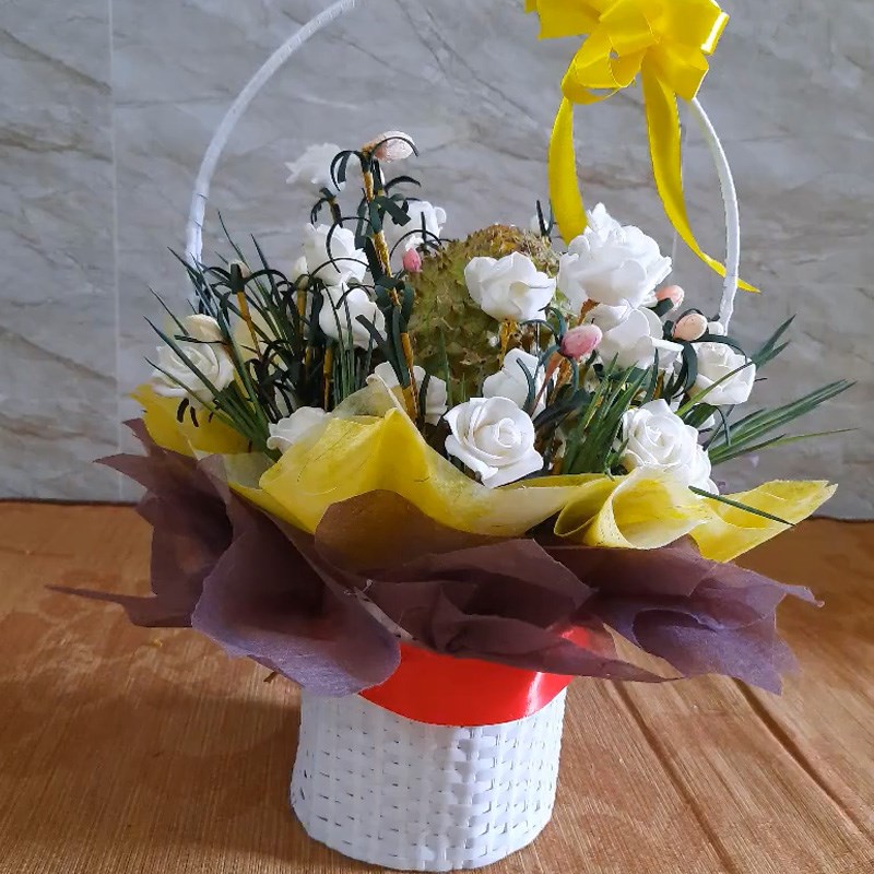 Bước 4 Thành phẩm Làm giỏ hoa sầu riêng