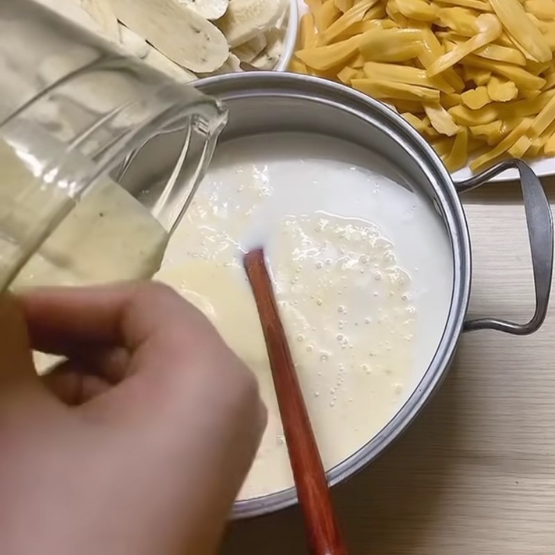 Bước 3 Trộn hỗn hợp mít xay với sữa Kem chuối mít