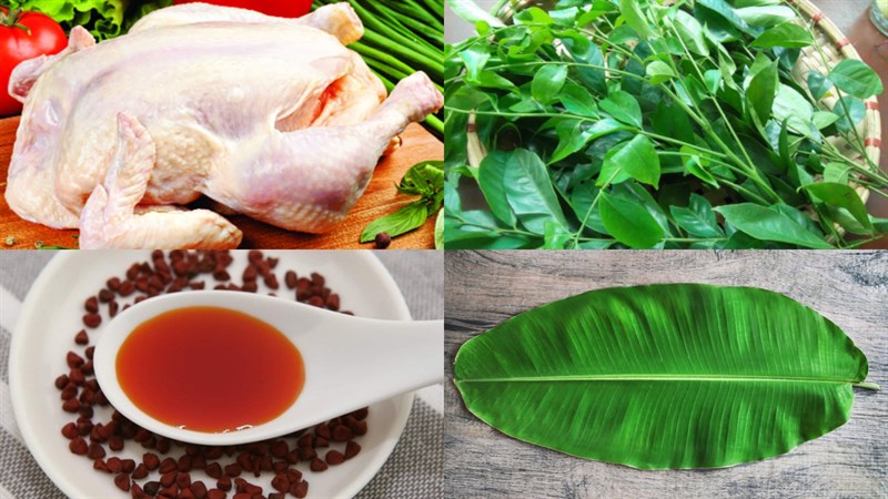 Nguyên liệu món ăn gà nướng lá mắc mật