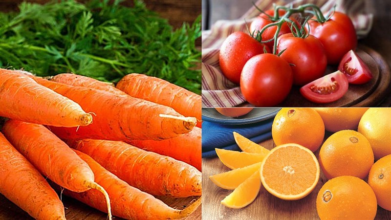 Nguyên liệu làm Sinh tố cà chua cà rốt cam