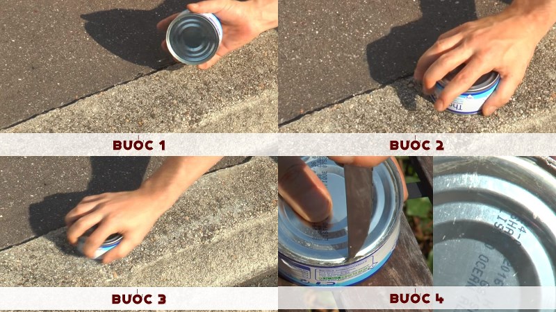 D&ugrave;ng đ&aacute; m&agrave;i dao mở nắp hộp