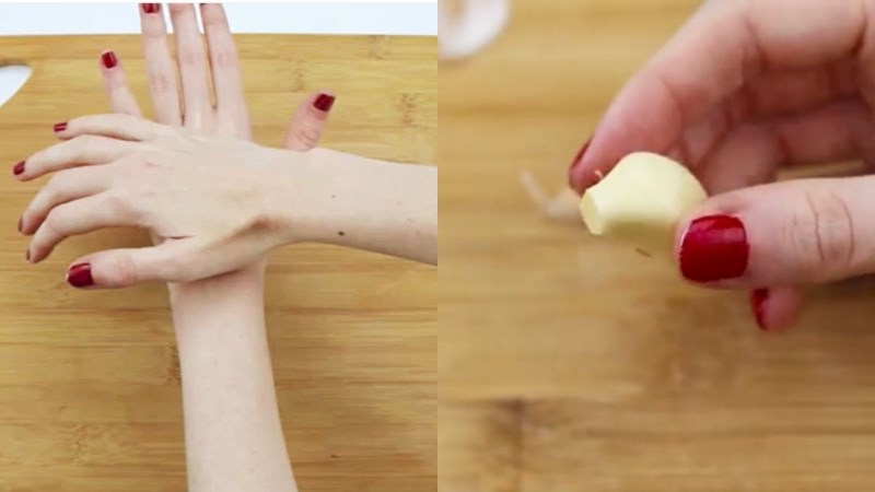 Băm tỏi bằng dao