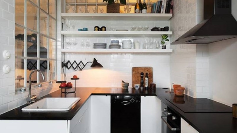 Bố tr&iacute; bếp chữ U tối giản