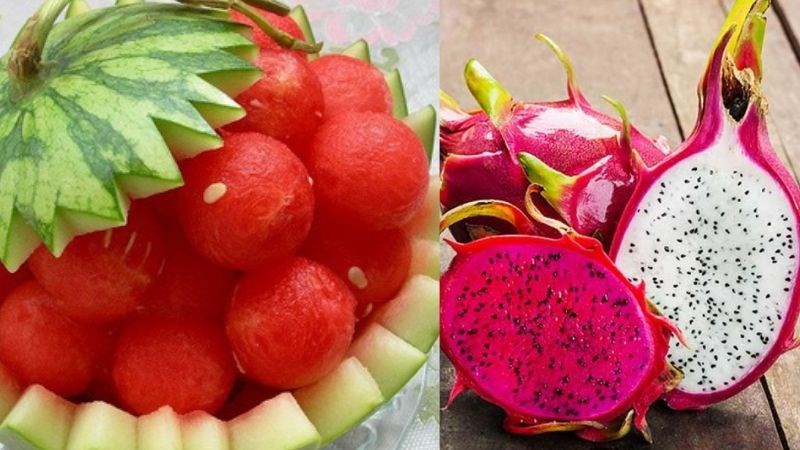 Tr&aacute;i c&acirc;y: Dưa hấu, thanh long