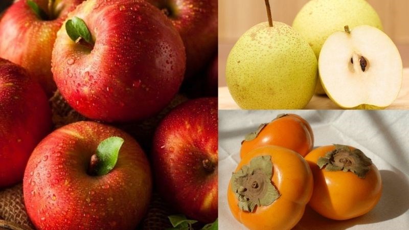 Tr&aacute;i c&acirc;y: T&aacute;o, l&ecirc;, hồng gi&ograve;n