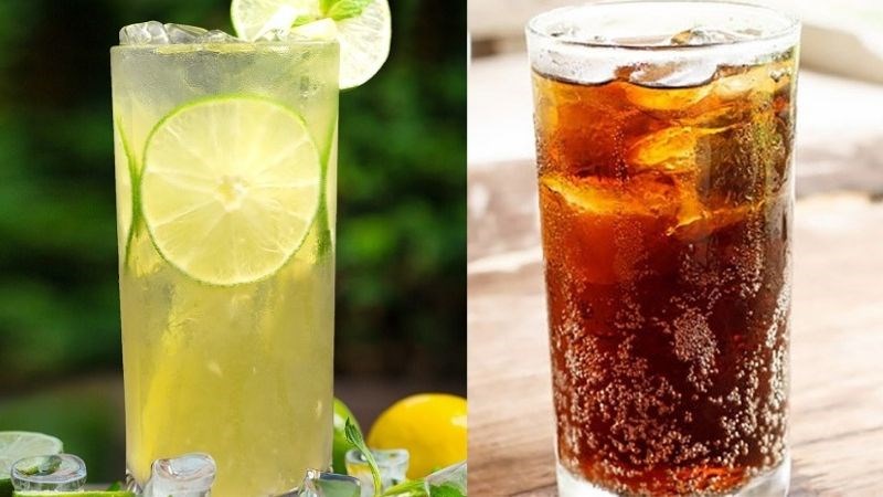 Nước uống: Tr&agrave; chanh đ&oacute;ng chai, nước ngọt c&oacute; ga