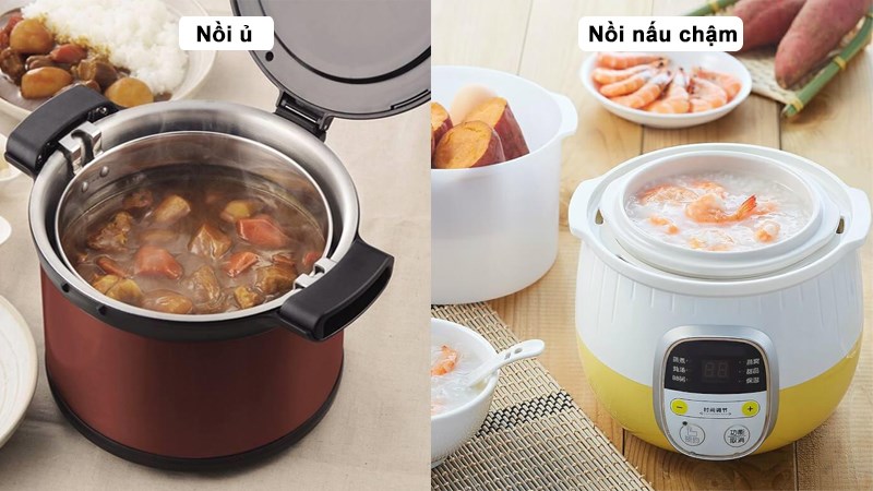 so s&aacute;nh nồi ủ v&agrave; nồi nấu chậm